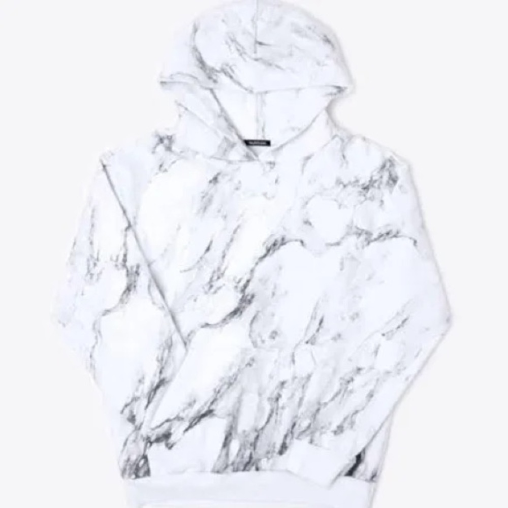 NWT TALENTLESS White and Gray Marble Hoodie